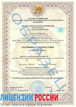 Образец сертификата соответствия Ростов-на-Дону Сертификат ISO 22000